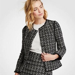 Ann Taylor Black and White Tweed Blazer